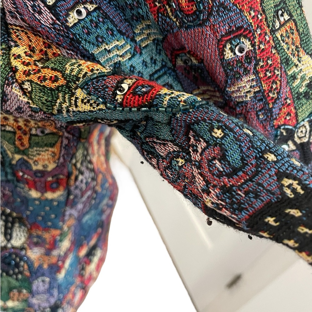 PARSLEY & SAGE Vintage Cat Tapestry Beaded Blazer Jacket - Picture 9 of 16